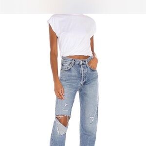 Agolde Light Blue Distressed Boyfriend Jeans